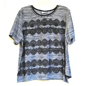 Alfred dunner black lace design blouse